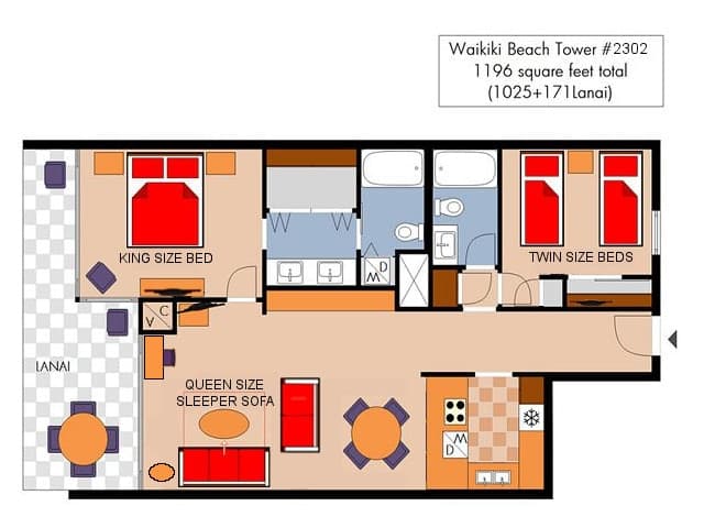Condo in Honolulu · ★4.9 · 2 bedrooms · 4 beds · 2 private baths - Photo 3